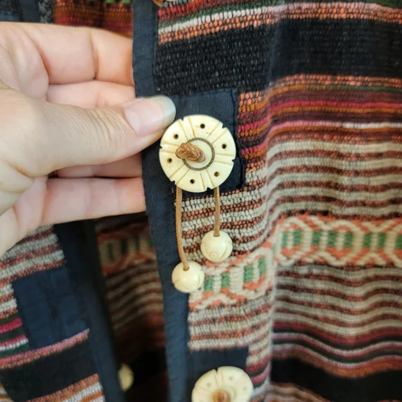Vintage‎ Flashback Festive Boho Ethnic Womens Size Medium Textured Jacket - Picture 4 of 11
